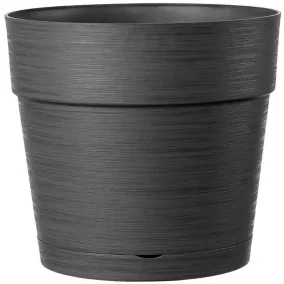 Pot rond à réserve d'eau plastique Deroma Save R anthracite ø38 x h.34,3 cm