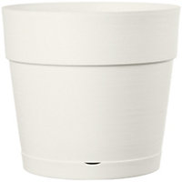 Pot rond à réserve d'eau plastique Deroma Save R blanc ø20 x h.18 cm
