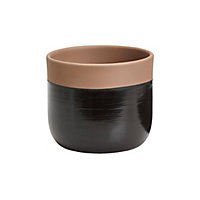 Pot rond argile semi-émaillé noir ø10,5 cm