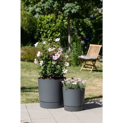 Pot rond auto-arrosant Garden ID Plano reserve 47 cm gris metallique 43 ...