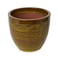 Pot rond céramique Blooma Tiwlip vert à rayures ø27 x h.24,5 cm