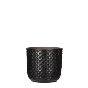 Pot rond céramique Daan noir ø17 x h.16 cm