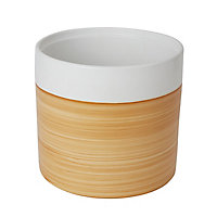 Pot rond céramique décor bois ø24 cm