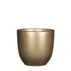 Pot rond céramique Tusca or ø13,5 x h.13 cm