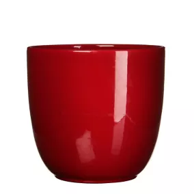 Pot rond céramique Tusca rouge ø31 x h.28,5 cm