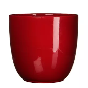 Pot rond céramique Tusca rouge ø35 x h.31,5 cm