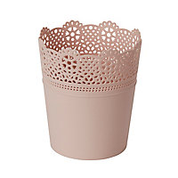Pot rond dentelle plastique rose ø12 cm