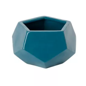 Pot rond émaillé motifs géométriques bleu ø9 cm