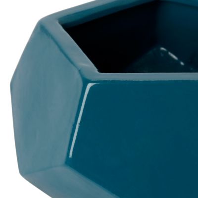 Pot rond émaillé motifs géométriques bleu ø9 cm