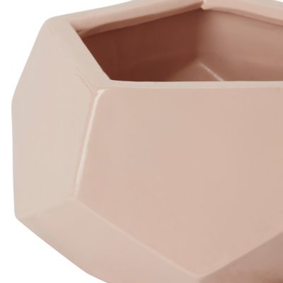 Pot rond émaillé motifs géométriques rose ø9 cm