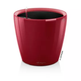 Pot rond Lechuza Premium LS rouge scarlet brillant Ø21 x h.20 cm