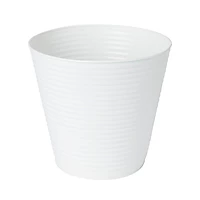 Pot rond métal strié blanc pour pot de 24 cm