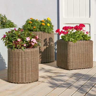 Pot rond plastique Blooma Soron effet rotin ø37 x h.40 cm