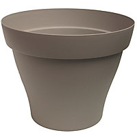 Pot rond plastique Poetic Roméo taupe Ø35 x h.26,2 cm