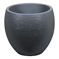 Pot rond polypropylène Eda Egg graphit anthracite Ø50 x h.45 cm