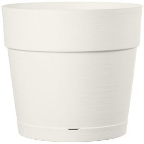 Pot rond à réserve d'eau plastique Deroma Save R blanc ø38 x h.34,3 cm