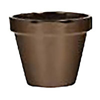 Pot rond terre cuite émaillée mordoré Ø15 x h.12,8 cm