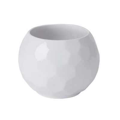 Pot sphérique nid d'abeille blanc ø14 cm