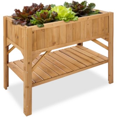 Potager sur pied, bois de pin imprégné, résistant, extérieur, marron