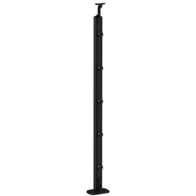 Poteau à plat pour balustrade FORTIA aluminium noir H.97,1 cm