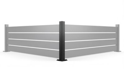 Poteau angle sur platine en acier pour clôture VELINO 6x6cm H.84 cm