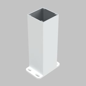 Poteau Belty 10 x 10 cm en aluminium sur platine - Hauteur 140 cm - Blanc