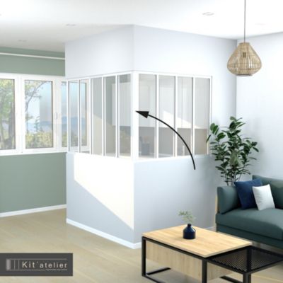 Poteau d'angle en aluminium coloris blanc H.108 cm
