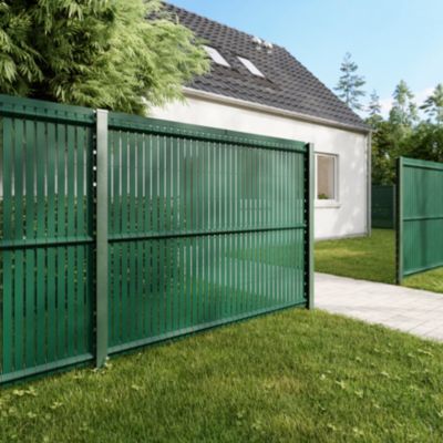 Poteau de clôture de hauteur 160 cm à encoches vert pour panneau de grillage rigide Louga