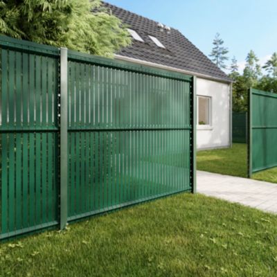 Poteau de clôture de hauteur 180 cm à encoches vert pour panneau de grillage rigide Louga