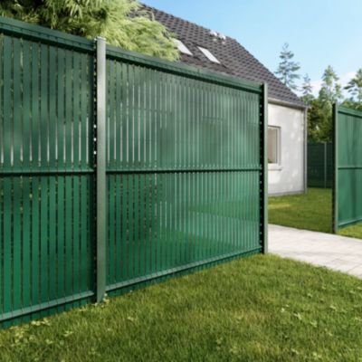 Poteau de clôture de hauteur 200 cm à encoches vert pour panneau de grillage rigide Louga