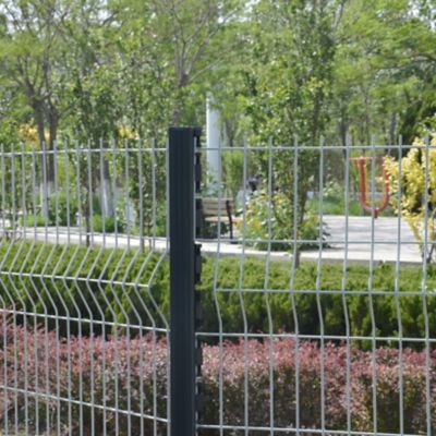 Poteau de clôture de hauteur 240 cm à encoches gris pour panneau de grillage rigide Louga