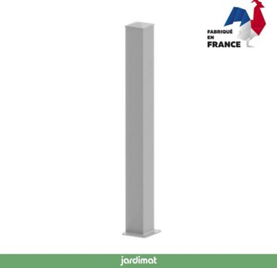 Poteau Jardimat aluminium laqué sur platine blanc 10 x 10, ep 4cm x h. 150 cm