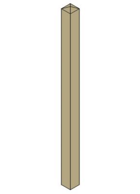 Poteau garde-corps carré bois sapin brut, H.106.3x l.7, P.7 cm