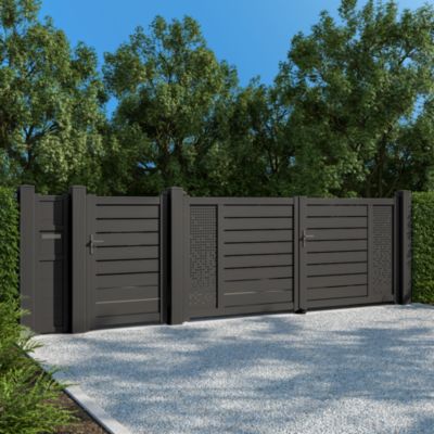 Poteau pour portail Jardimat en aluminium sur platine l.15m x h. 170cm gris 2900