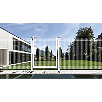 Poteau sur socle coloris blanc pour clôture de piscine, L.50 x l.70 mm x H.1,40 m