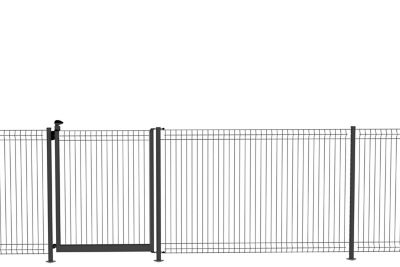 Poteau sur socle gris pour clôture piscine H.145 cm – acier galvanisé – compatible panneaux verre, maille ou PVC