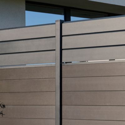 Poteau universel à fixer ou à sceller en aluminium anthracite pour clôture Neva Klikstrom, H.139cm