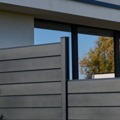 Poteau universel à fixer ou à sceller en aluminium anthracite pour clôture Neva Klikstrom, H.139cm