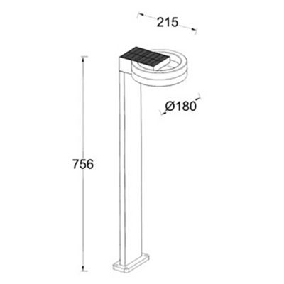 Potelet extérieur à energie solaire à détecteur de mouvement LED intégrée Runda noir IP54 12W 1300lm Lutec