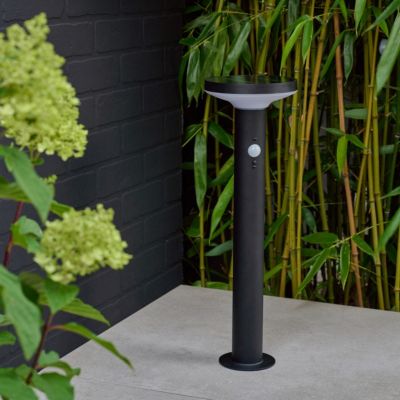 Potelet extérieur solaire LED intégrée Cowhorn noir 650 lm IP44 GoodHome
