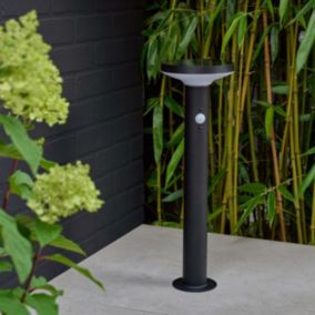 Potelet extérieur solaire LED intégrée Cowhorn noir 650 lm IP44 GoodHome