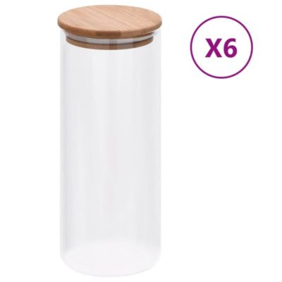 Pots de conservation en verre couvercle en bambou 6 pcs 1000 ml vidaXL