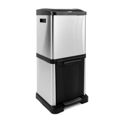 Poubelle 1x18 Litres et 1x16 Litres, Capacite totale 34 Litres, Ouverture avec pedale ou bouton