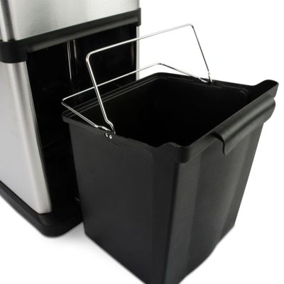 Poubelle 1x18 Litres et 1x16 Litres, Capacite totale 34 Litres, Ouverture avec pedale ou bouton
