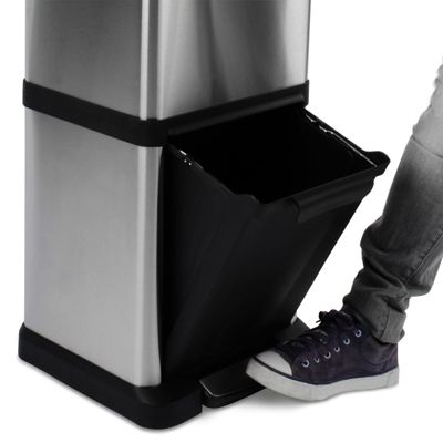 Poubelle 1x18 Litres et 1x16 Litres, Capacite totale 34 Litres, Ouverture avec pedale ou bouton