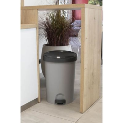 Poubelle 45 L Stepy EDA - Apédale - Pour sac 50 L - 40,9 x 35,1 x 60,4 cm - Gris béton - En plastique