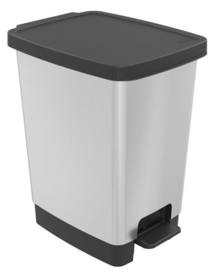Poubelle à pédale 30L en polypropylène effet métal argenté Sundis