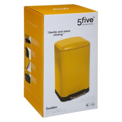 Poubelle à pédale rectangle Ariane 5Five 30L jaune