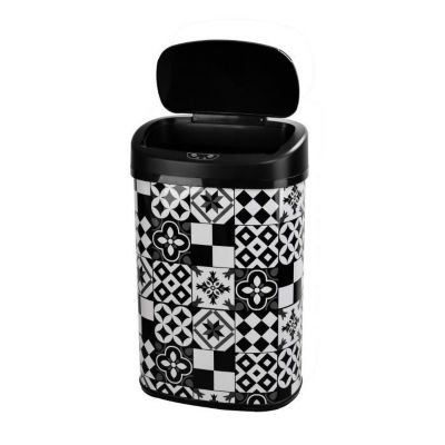 Poubelle automatique 58l inox motif carreau de ciment Kitchen Move BAT-58LS06A TILE BLACK SS