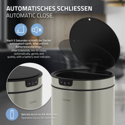 Poubelle automatique avec capteur ML-Design 30L argenté en inox avec anneau de maintien pour sac